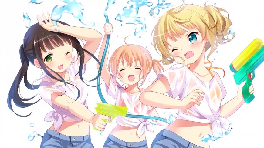 点兔心爱千夜纱雾湿身水枪少女二次元动漫电脑壁纸