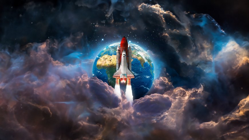 航天飞机升空地球星云火焰航空电脑壁纸