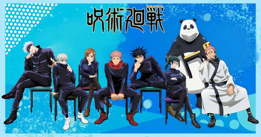 咒术回战全员集结蓝色背景二次元动漫电脑壁纸