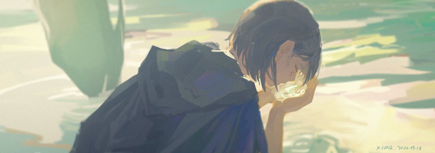 连帽卫衣户外少女侧脸二次元动漫电脑壁纸