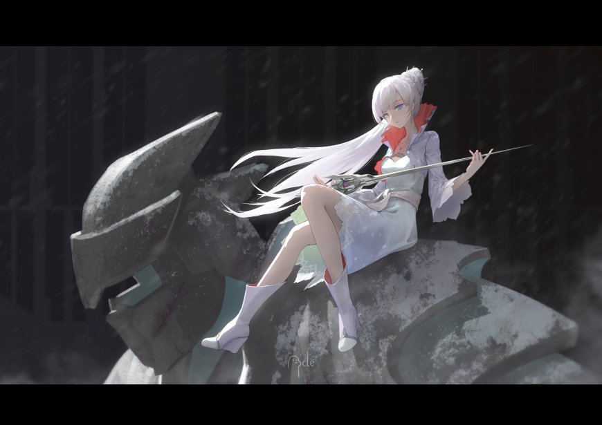 红白黑黄怀丝雪倪持剑少女二次元动漫电脑壁纸