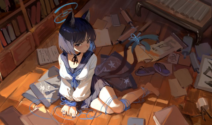 蔚蓝档案桐生桔梗猫耳娘JK制服游戏电脑壁纸