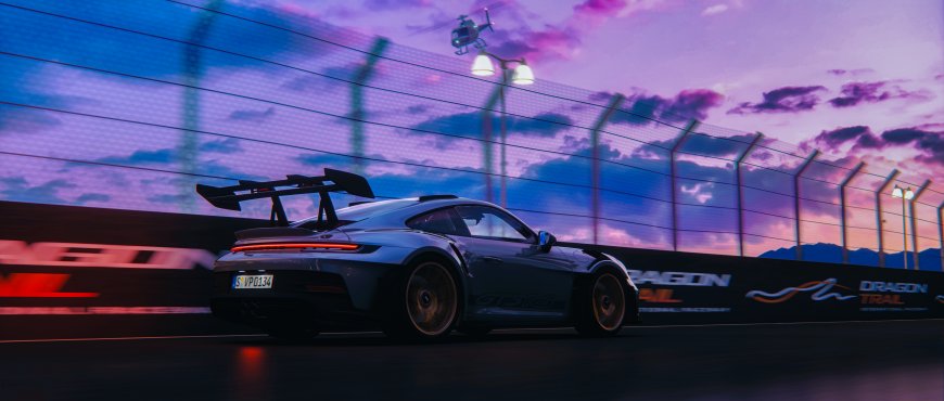神力科莎保时捷911夕阳赛道汽车电脑壁纸