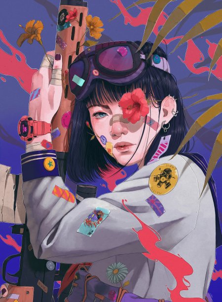 短发创可贴JK制服少女动漫手机壁纸