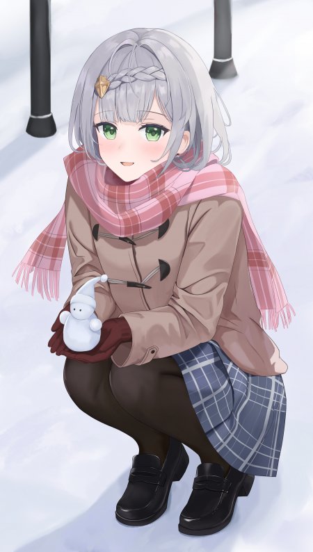 原神诺艾尔银发堆雪人少女游戏手机壁纸