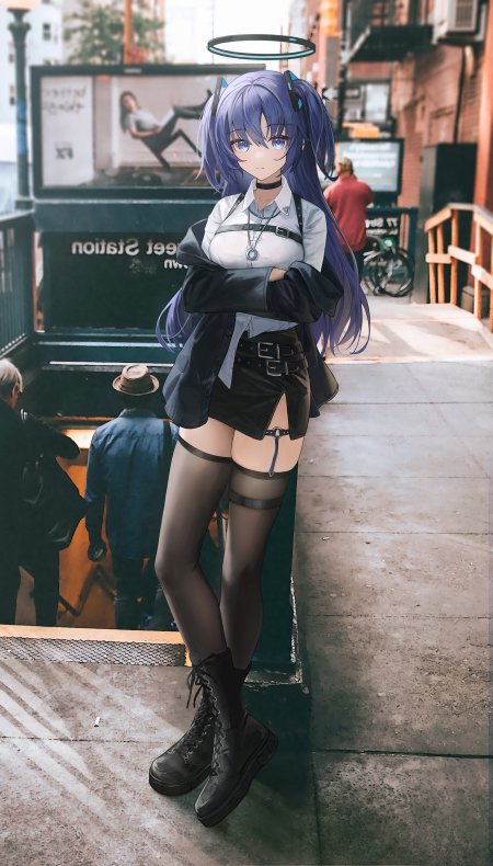 碧蓝档案早濑优香双马尾少女游戏手机壁纸