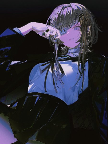 黑发眼罩JK制服少女动漫手机壁纸