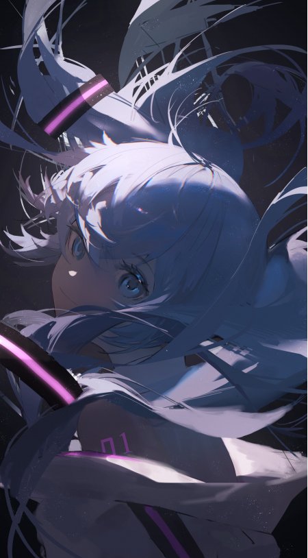 初音未来蓝发双马尾少女动漫手机壁纸