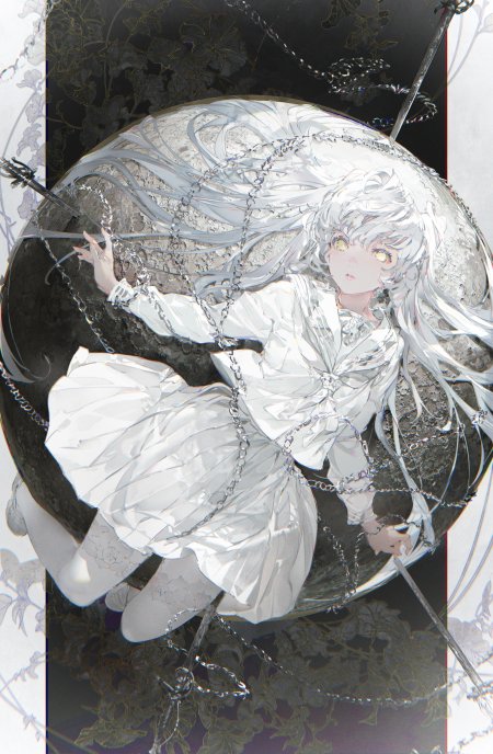 白发JK制服锁链月球少女动漫手机壁纸
