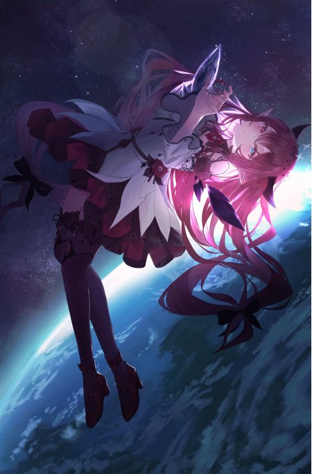 虚拟主播粉发星空少女动漫手机壁纸