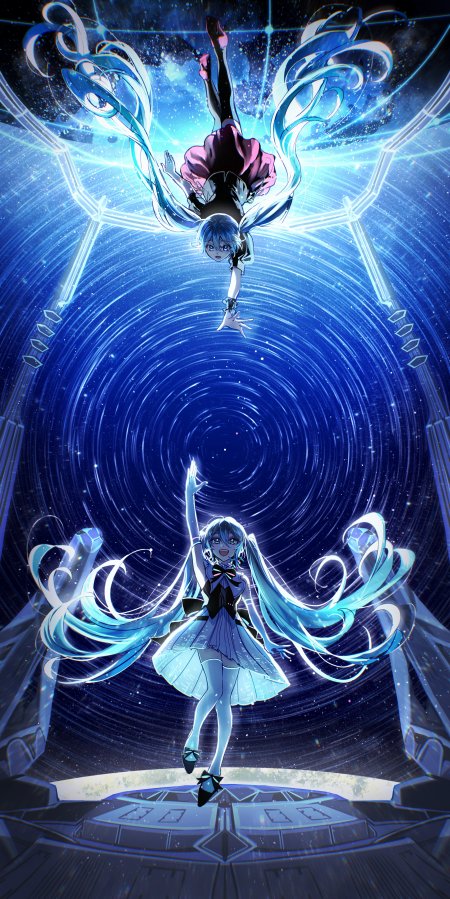 初音未来双马尾星轨镜像少女动漫手机壁纸