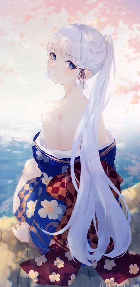 原神神里绫华和服回眸少女游戏手机壁纸