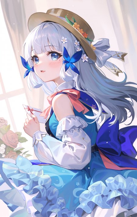 原神神里绫华草帽少女游戏手机壁纸