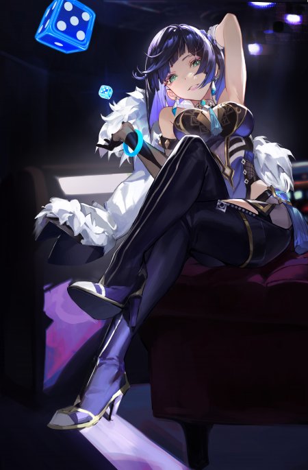 原神夜兰白毛披骰子御姐游戏手机壁纸