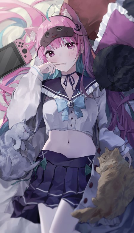 凑阿库娅猫耳女JK制服少女动漫手机壁纸