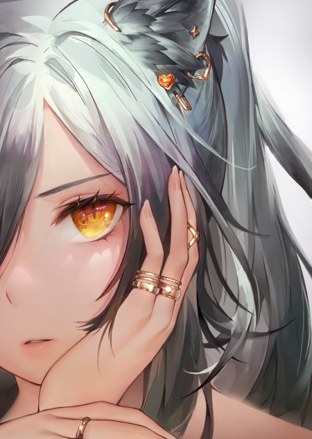 明日方舟黑猫耳女银发少女游戏手机壁纸