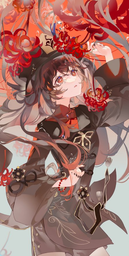 原神胡桃双马尾彼岸花少女游戏手机壁纸