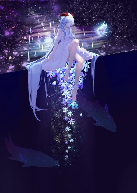 原神甘雨白裙星空少女游戏手机壁纸