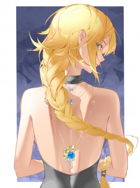 金发编发背影礼服少女动漫手机壁纸
