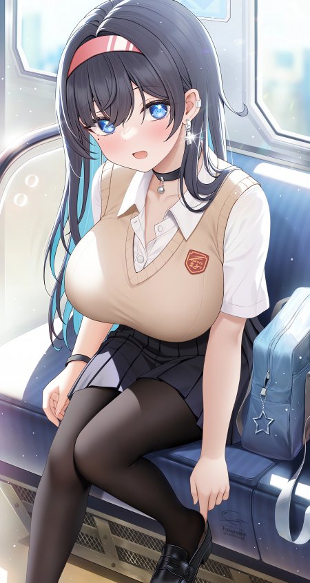 车厢阳光JK制服少女动漫手机壁纸