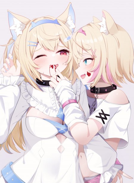 虚拟主播兽耳娘双人少女动漫手机壁纸