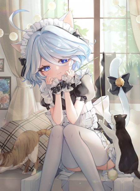 原神芙宁娜猫耳女女仆少女游戏手机壁纸
