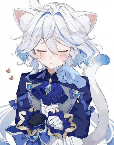 原神芙宁娜猫耳女害羞少女游戏手机壁纸