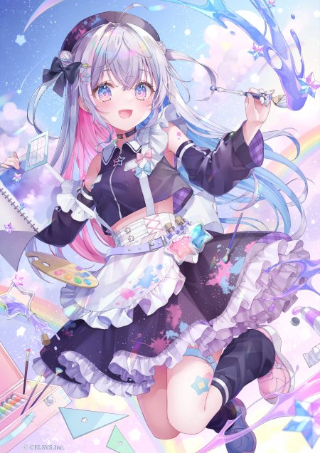 彩发贝雷帽洛丽塔少女动漫手机壁纸