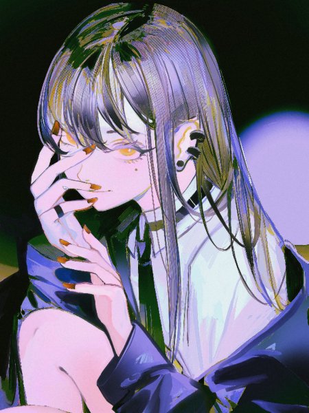 棕发黄瞳露肩领带少女动漫手机壁纸