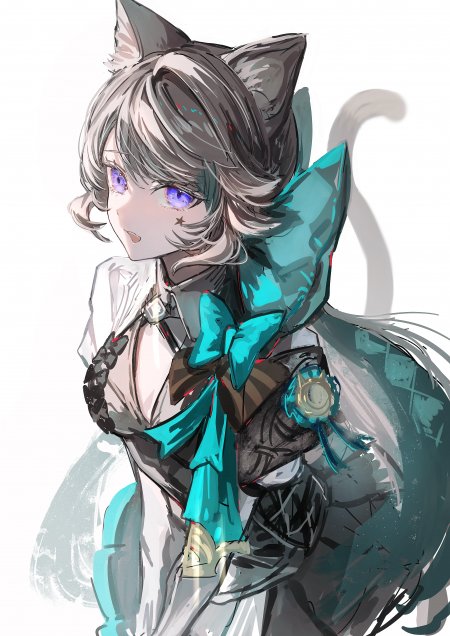 原神琳妮特猫耳女白底少女游戏手机壁纸