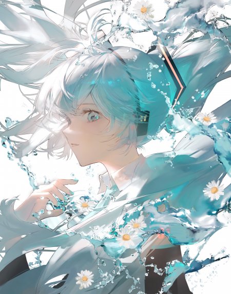 初音未来双马尾水花少女动漫手机壁纸