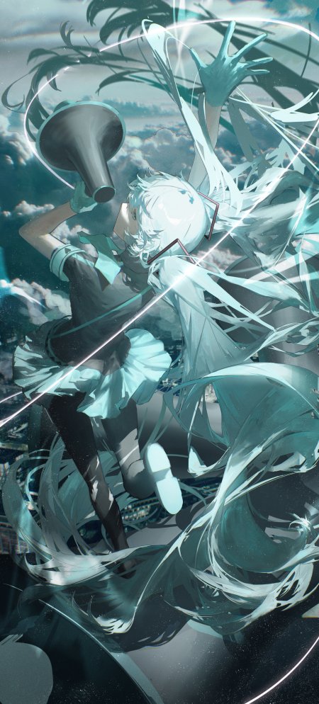初音未来扩音器双马尾少女动漫手机壁纸