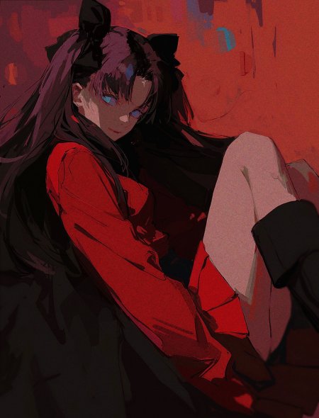 远坂凛红裙双马尾少女动漫手机壁纸