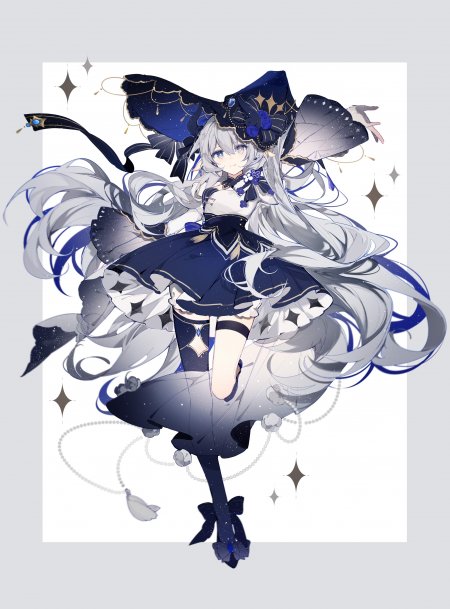 银发少女星空礼帽异瞳动漫手机壁纸