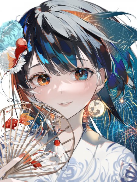 金鱼发饰浴衣烟花少女动漫手机壁纸
