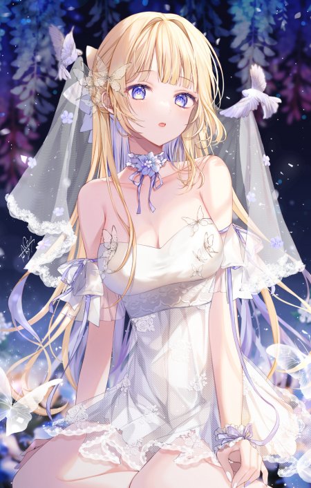 金发公主白鸽蝴蝶少女动漫手机壁纸