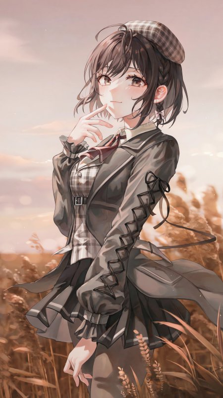 东云绘名JK制服麦田少女游戏手机壁纸