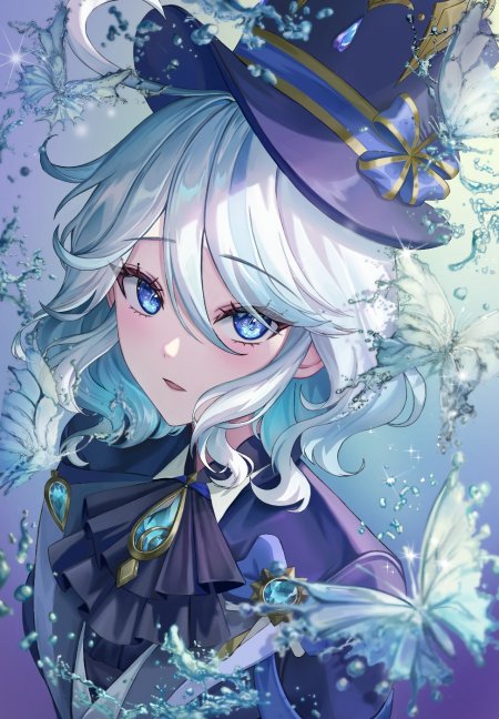 原神芙宁娜水蝶礼帽少女游戏手机壁纸