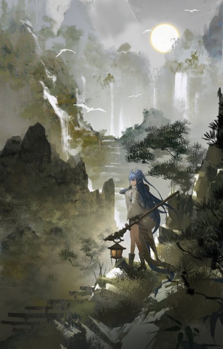 明日方舟令持灯山水少女游戏手机壁纸