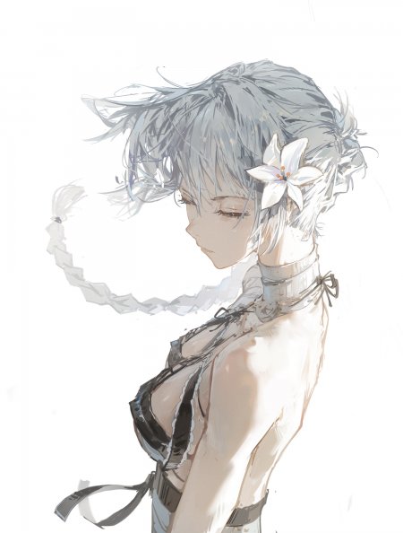 凯妮白发编发花饰少女动漫手机壁纸
