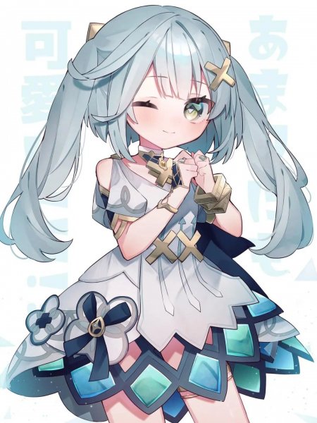 原神珐露珊眨眼双马尾少女游戏手机壁纸