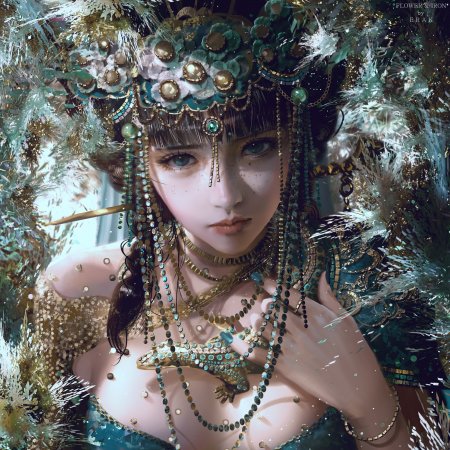 靓丽雀斑头冠珠宝女神美女绘画手机壁纸