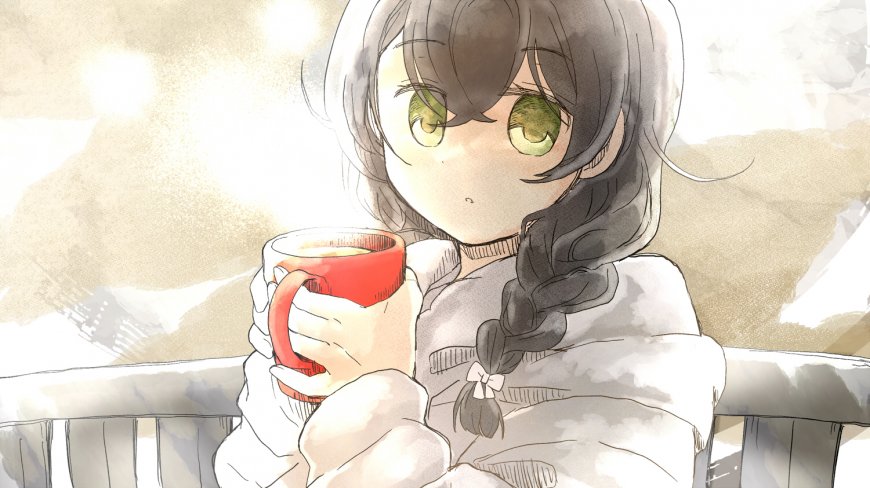 花隈千冬侧辫红杯清纯少女二次元动漫电脑壁纸