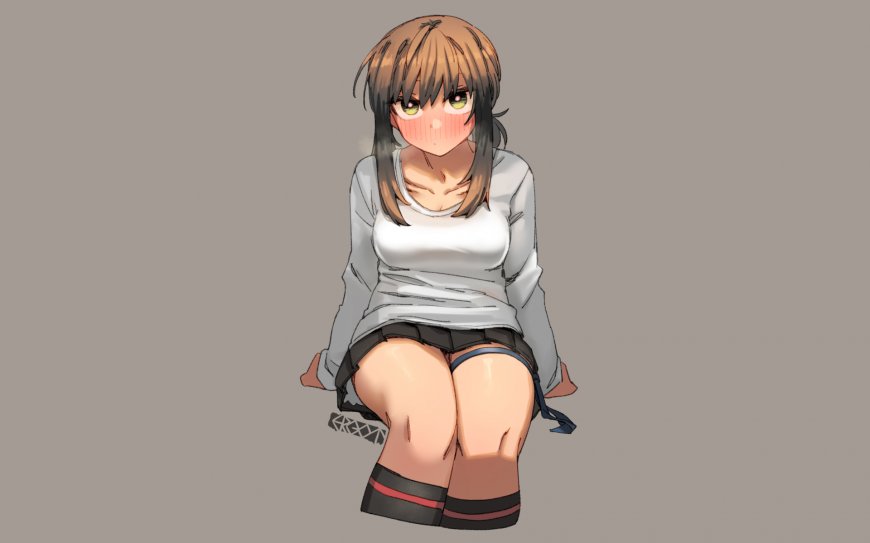 舰娘吹雪跪坐清纯少女二次元动漫电脑壁纸