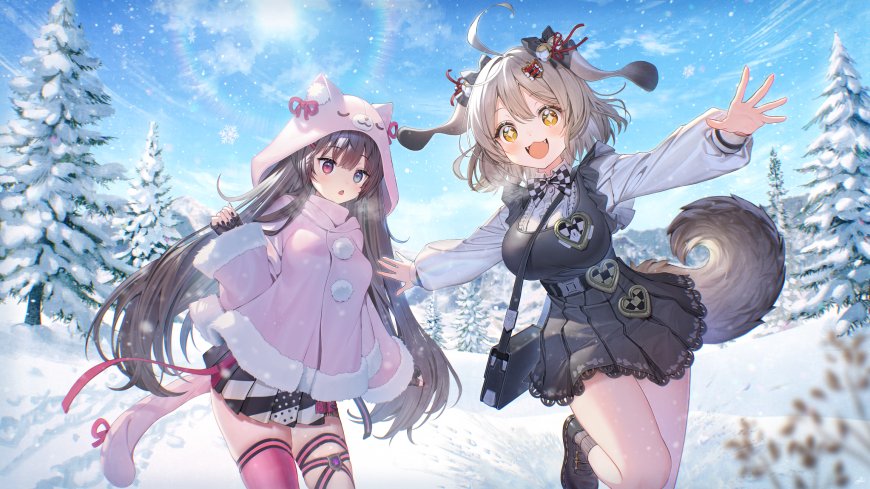 胜利女神妮姬雪地兽耳娘少女游戏电脑壁纸