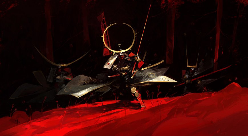 金盔武士红原骑兽奇幻创意电脑壁纸