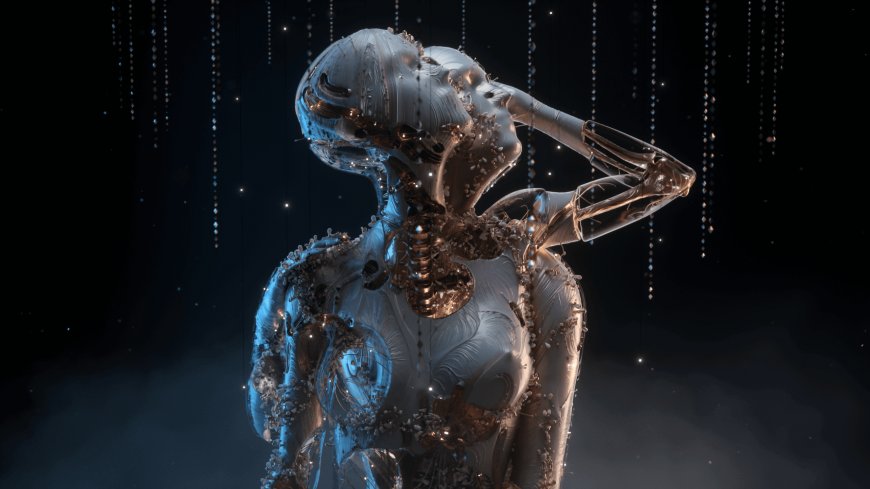 金色电路女体机械人像科幻电脑壁纸