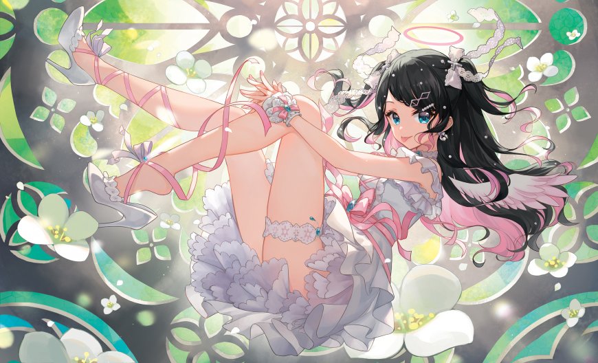 花芽荠洛丽塔白裙吐舌少女二次元动漫电脑壁纸