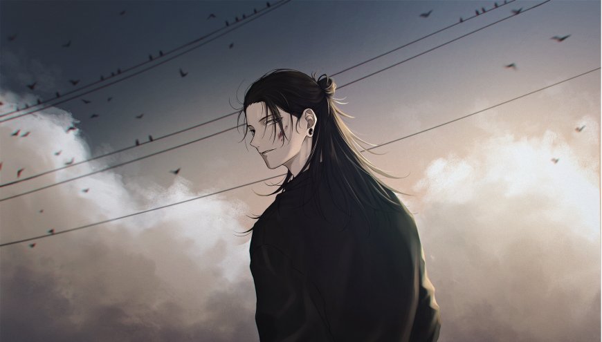 咒术回战夏油杰回眸电线二次元动漫电脑壁纸