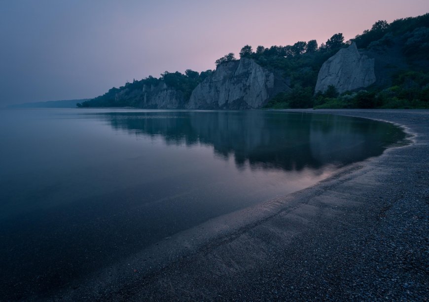 安大略湖湖泊悬崖暮色倒影风景电脑壁纸